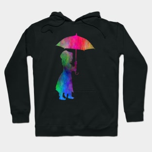 Walking in the Rain Colourful Silhouette Design Hoodie